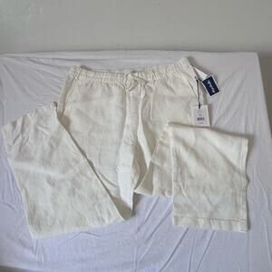 Onia Mens 100% Linen Straight Leg Drawstring Trousers Size X Large Causal Preppy